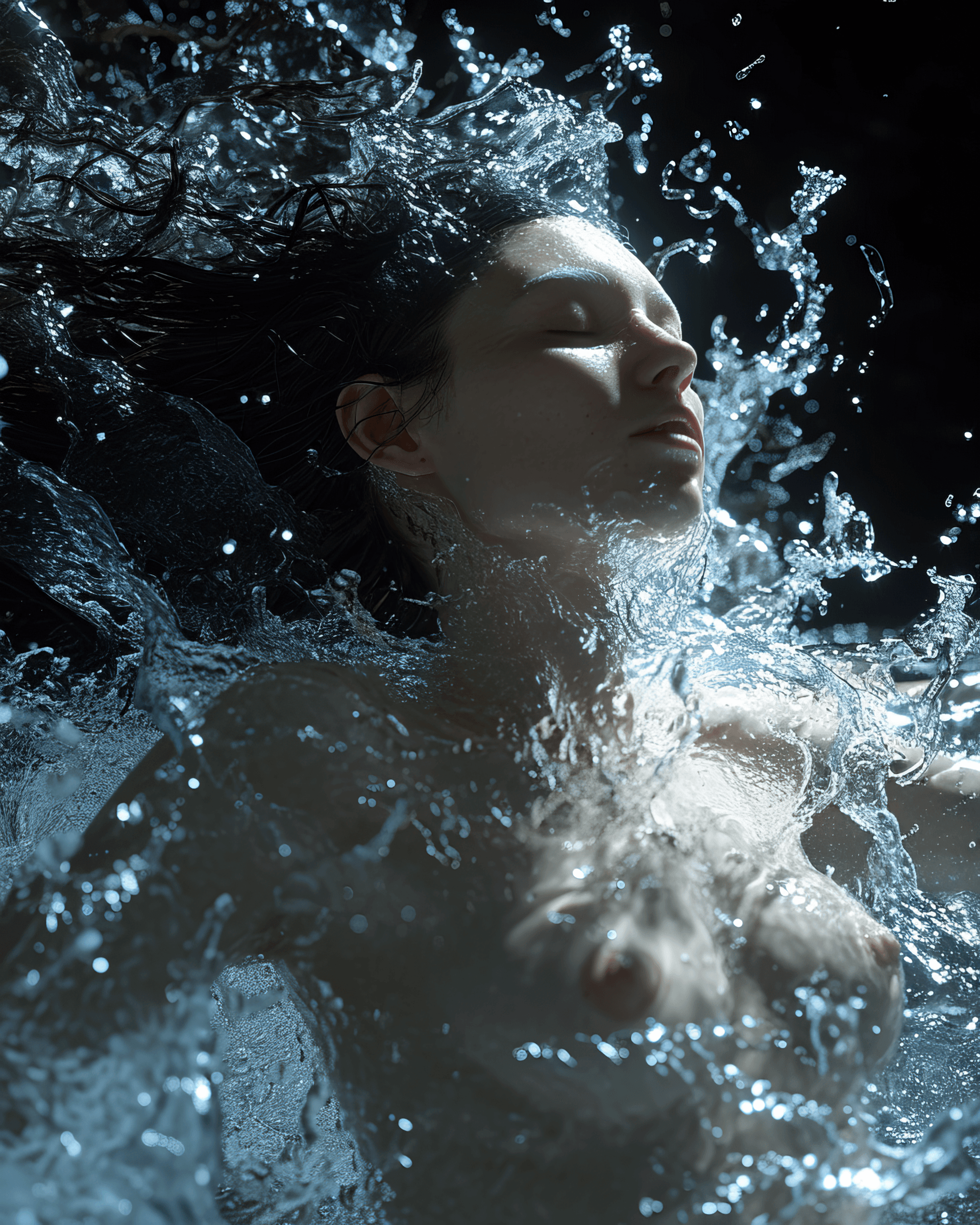 AI generated: Water texture for autodesk animation female genesis 2015, water texture for hair, in the style of ho...
