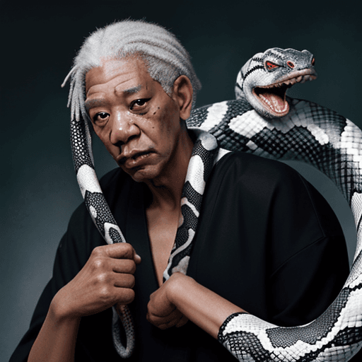 AI generated: Orochimaru with morgan freeman's face. Conserve orochimaru's snake eyes