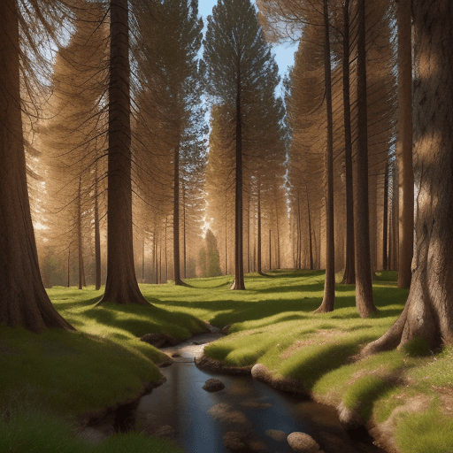 AI generated: Bosque de pinos rodeado de un paisaje mediterraneo ; 8k, intricate detail, photorealistic, realistic...