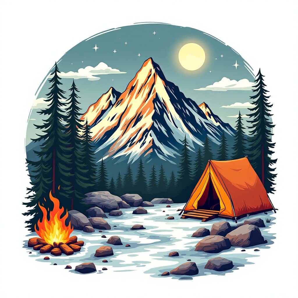 AI generated: Create a HIGH Resolution and eye-catching designLittle Adventurer" with cute mountain/camping elemen...