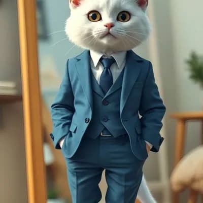 AI generated video: Cat is happy walking forward 