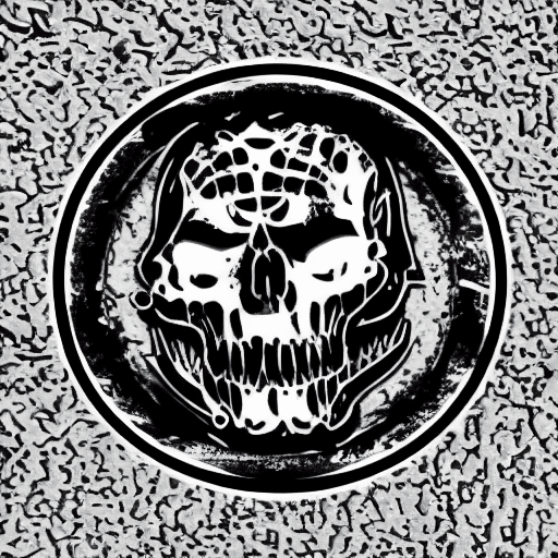 AI generated: group logo "MeatGrinder" in black metal style, logo, horror, dark, death, --ar16:9