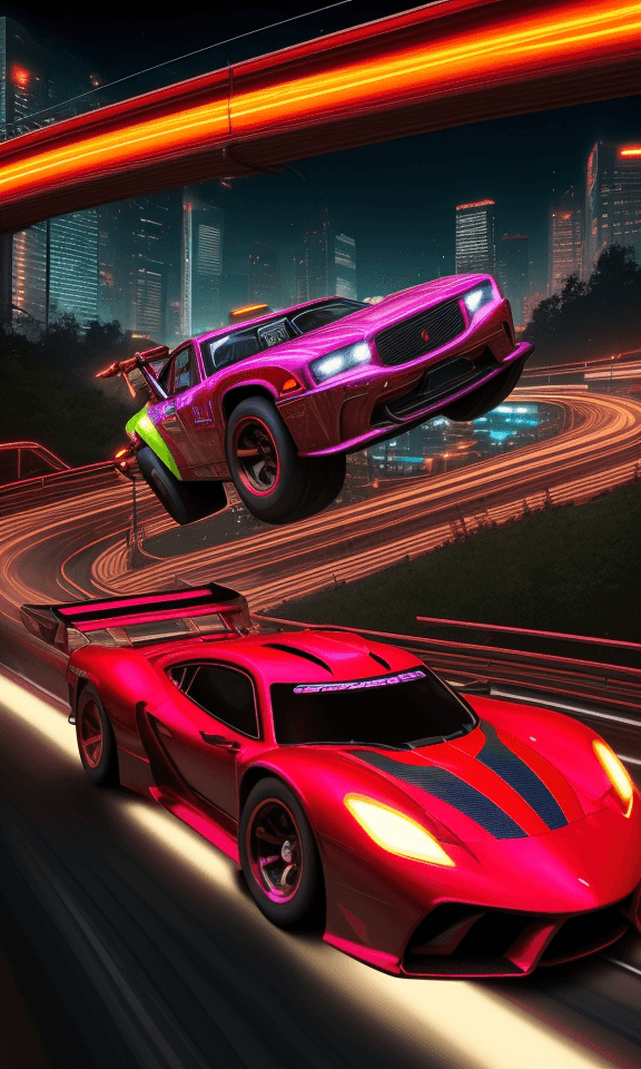 AI generated: "An action-packed scene of a sleek, Hotwheels speeding through a gravity-defying loop track. The car...