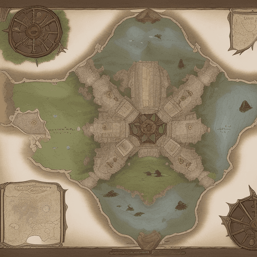 AI generated: Dungeons and Dragons overhead map classroom scene