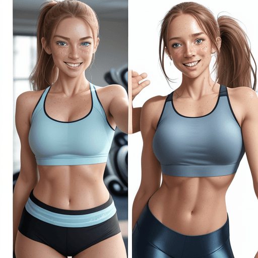 AI generated: A Full body Collage of a High Definition Photograph of a woman, selfie, happy and smiling, long bron...