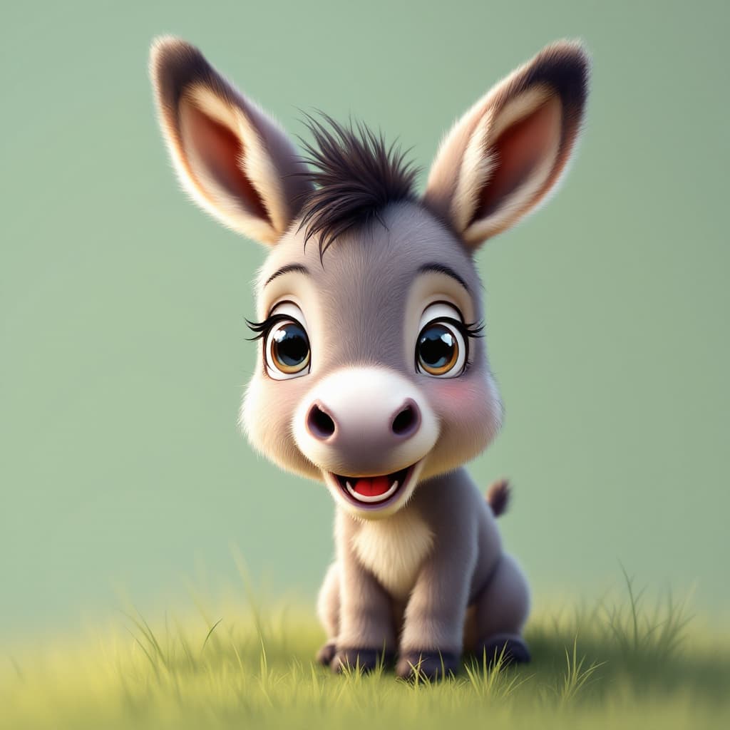 AI generated: Create an image of a playful baby donkey
