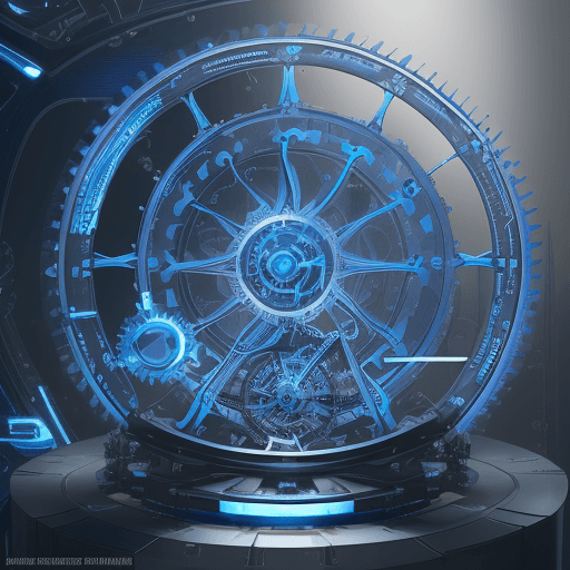 AI generated: a sleek robotic arm delicately holding a cogwheel, symbolizing the harmony between human ingenuity a...