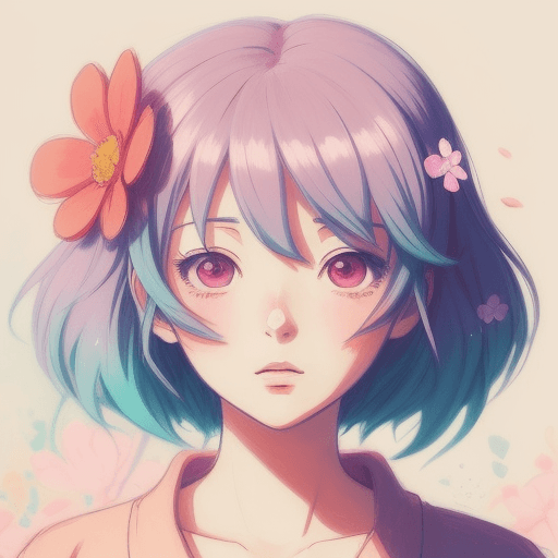 AI generated: portrait of a beautiful anime flower, lofi colors:: anime drawing, anime, lofi art, lofi vibes::   -...