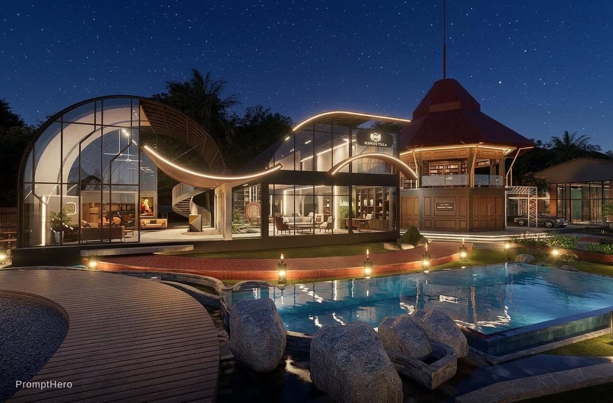 AI generated: mdjrny-v4 style,  Photography with high resolution architecture design photography of a luxury moder...