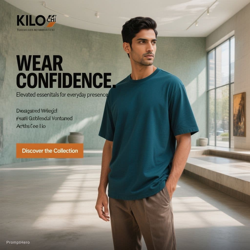 AI generated: Create an ultra-realistic luxury fashion campaign poster for KILO CHE in Instagram 4:5 portrait form...
