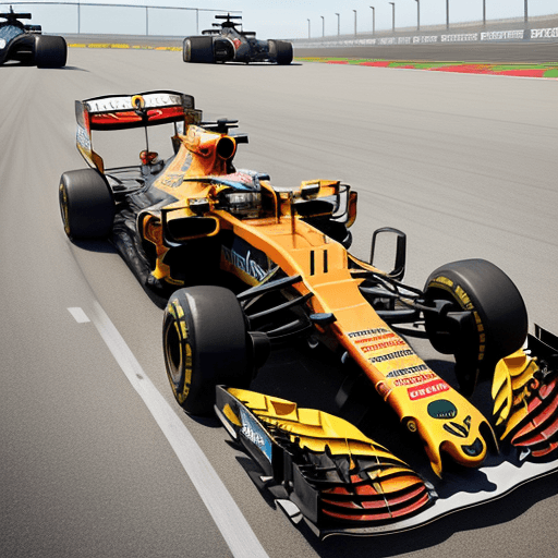AI generated: Hyperrealistic image of a pitstop in a Formula 1 race with different engineers changing tires, lifti...