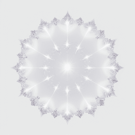 AI generated: a full white and ethereal background with a crystallized circle floating in the middle of the screen...