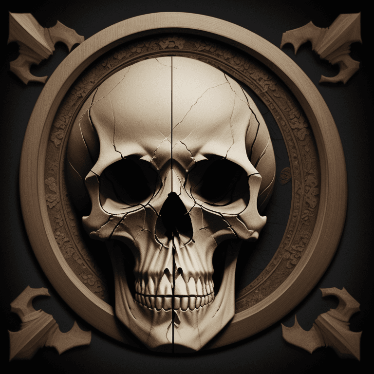 AI generated: Inlay work skull photographic cinematic