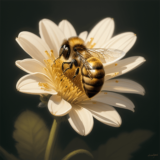 AI generated: a bee on a beautiful flower  realistic,  photorealistic surrealist, art by ,  Greg Manchess, in the ...
