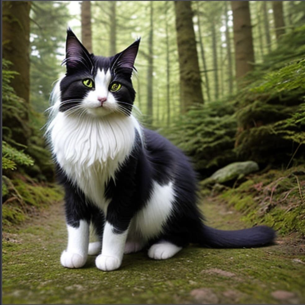 AI generated: Eine süße Katze spielt mit einem Garn wolle auf einem Teppich, Norwegian Forest Cat --no ugly, defor...
