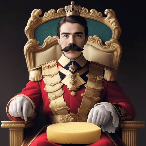 AI generated: The image features a younger man, with a mustache,  He is a king, giving the impression of a wise an...