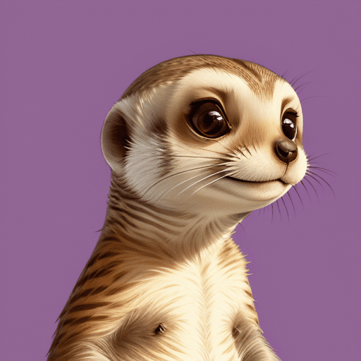 AI generated: A portrait of a bored meercat caricature. bright purple background
 