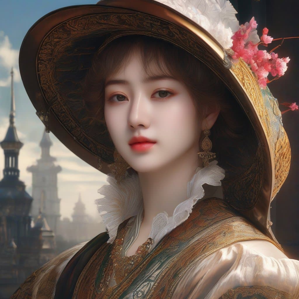 AI generated: portrait In the style of the artist Rembrandt Harmenszoon van Rijn.