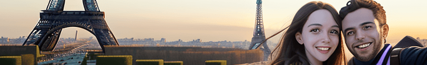 AI generated: selfie view with nobody during their delightful Paris journey. They are standing in front of the ico...