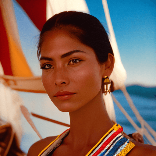 AI generated: High resolution photography; half body portrait of a super model with Andean Peruvian ancestry on a ...