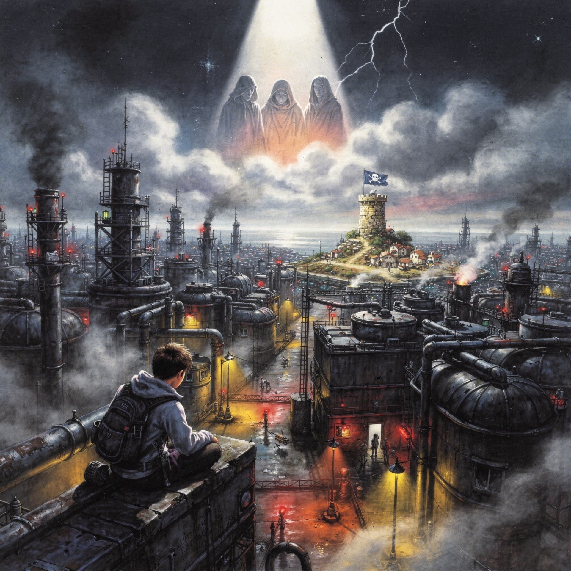 AI generated: Japanese 1990s RPG box art illustration,
 hand-painted airbrush art, romantic composition inspired b...
