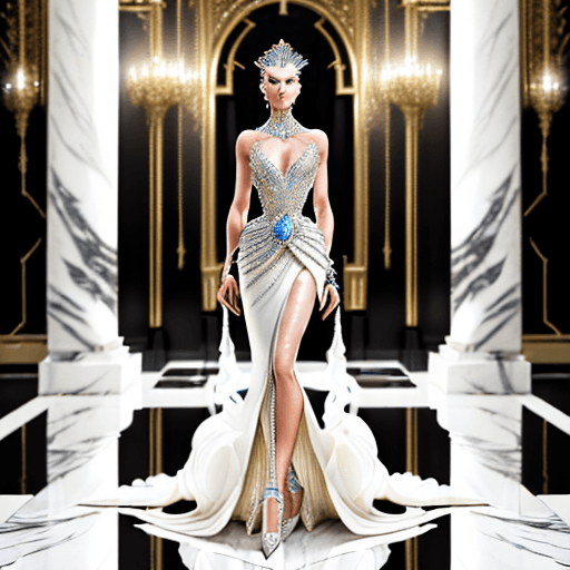 AI generated: masterpiece, gorgeous full body portrait of a stylish lady in outfit of crystals boucheron stunning ...