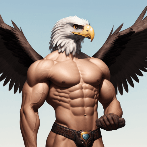 AI generated: Muscular anthropomorphic eagle 