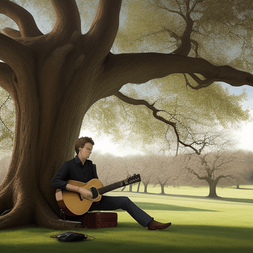 AI generated:  as Tom played his guitar beneath the ancient oak tree, Laila 