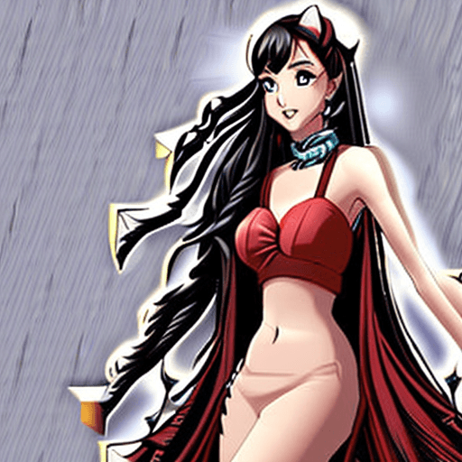AI generated: stunning digital illustration, 20yo male showing her back to camera, soft features, posing, long red...