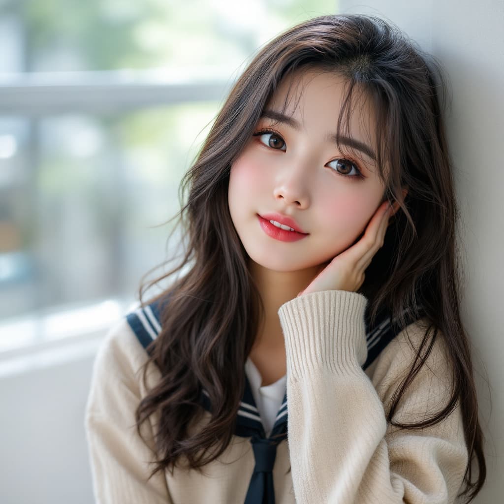 AI generated: a Japanese  femle,Girl ,18years in school uniform, very fit body,