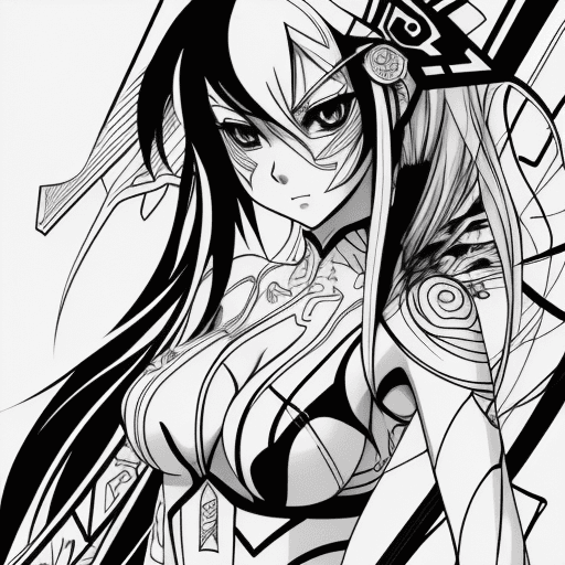 AI generated: graphic Design , anime,Line art, {{{{{{black and white style}}}}}}, no color