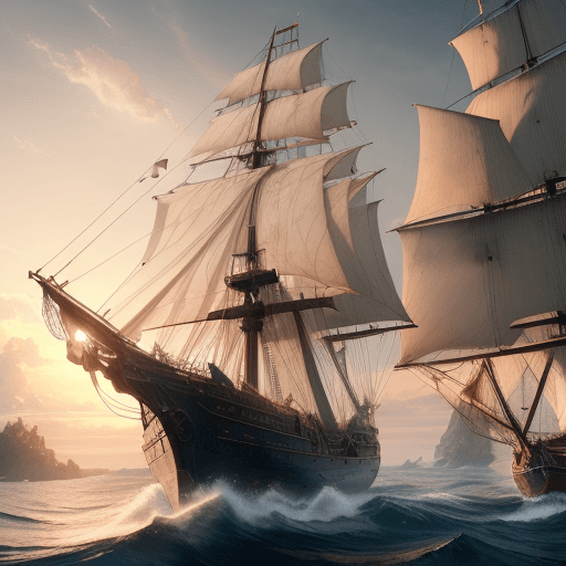 AI generated: Photo of a ultra realistic sailing ship, dramatic light, pale sunrise, cinematic lighting, battered,...