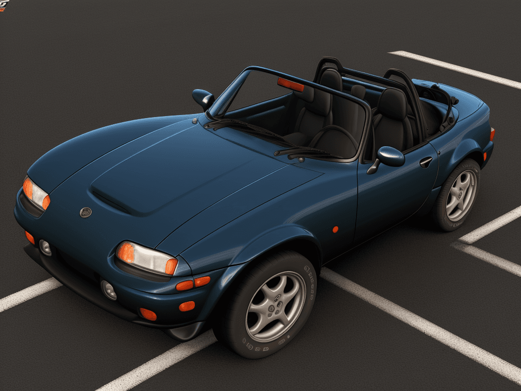 AI generated: na_miata-2000, realistic, 3d, car, driving, ground vehicle, letterboxed, motor vehicle, on vehicle, ...