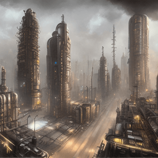 AI generated: A dieselpunk city