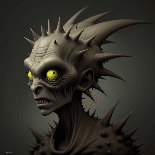 AI generated: cartoon alien character illustration and concept, in the style of worthington whittredge, spiky moun...