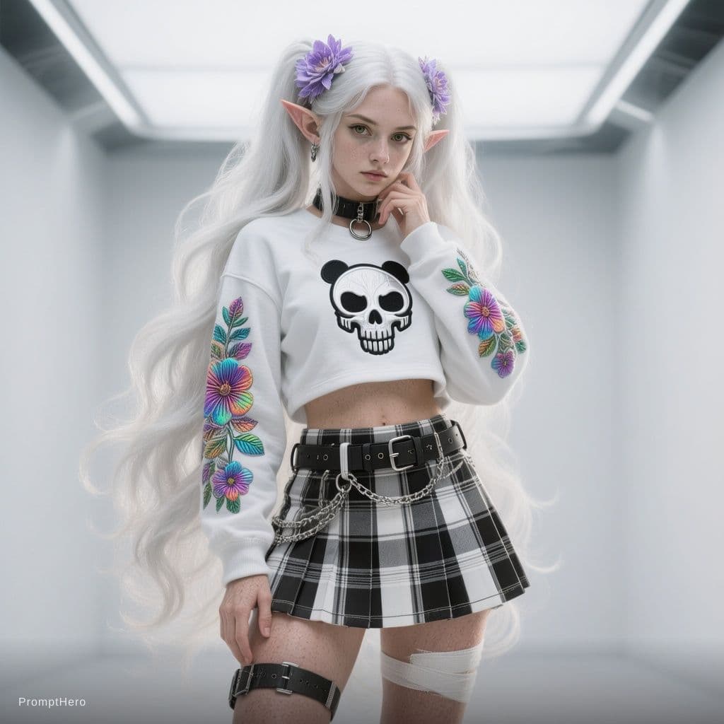 AI generated: 8k ultra-photorealistic full-body portrait. Cinematic "Eden-Gothic" high-fashion editorial.

Setting...
