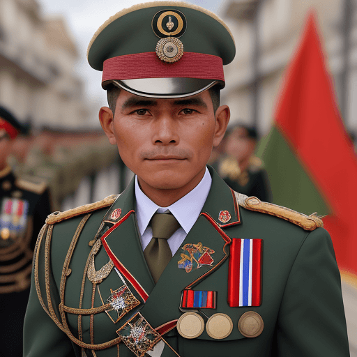 AI generated: genera una foto realista en primer plano del desfile militar de soldados peruanos