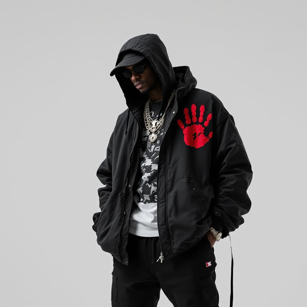 AI generated: "Imagine you have the power to transform someone's everyday wardrobe into a bold thug life gangster ...