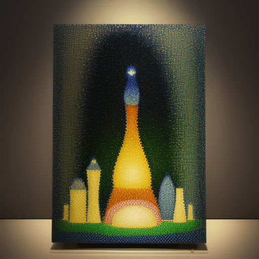 AI generated: Made from translucent layers of stacked glass. Seurat-inspired pointillist abstract, shimmering with...