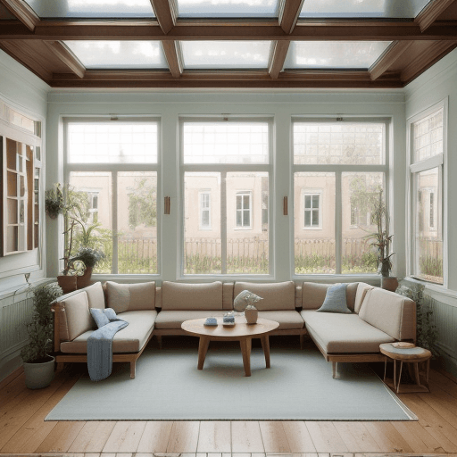 AI generated: High resolution photography interior design, dreamy sunken living room conversation pit, wooden floo...