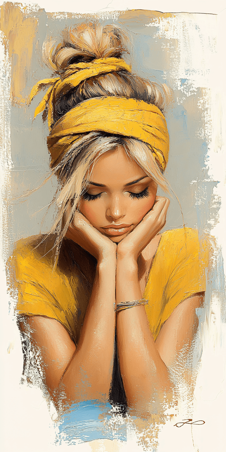 AI generated: a painting of a woman, in the style of brushstroke-intensive portraits, cinematic elegance, golden l...