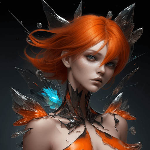 AI generated: (biomorphism high fashion model), Biomorphism, Delicate details, Splash art, concept art, hair color...