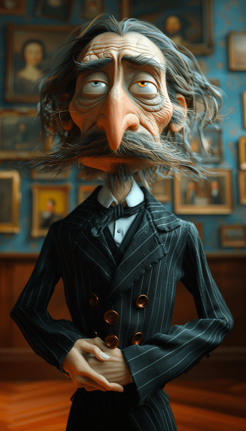AI generated: style of disney animation, pre-world war ii school of paris, 32k uhd, character caricatures, mysteri...