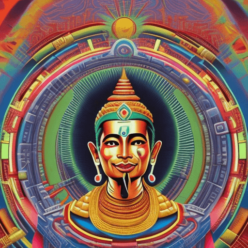 AI generated: retro futurism style, sacred nepali man