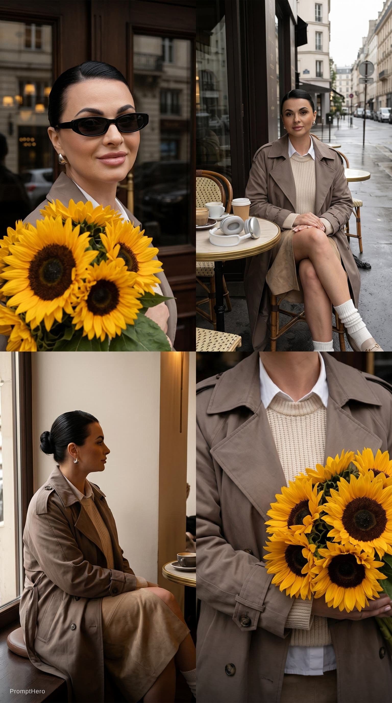 AI generated: ultra realistic autumn luxury café moodboard collage, cinematic Pinterest editorial aesthetic, quiet...
