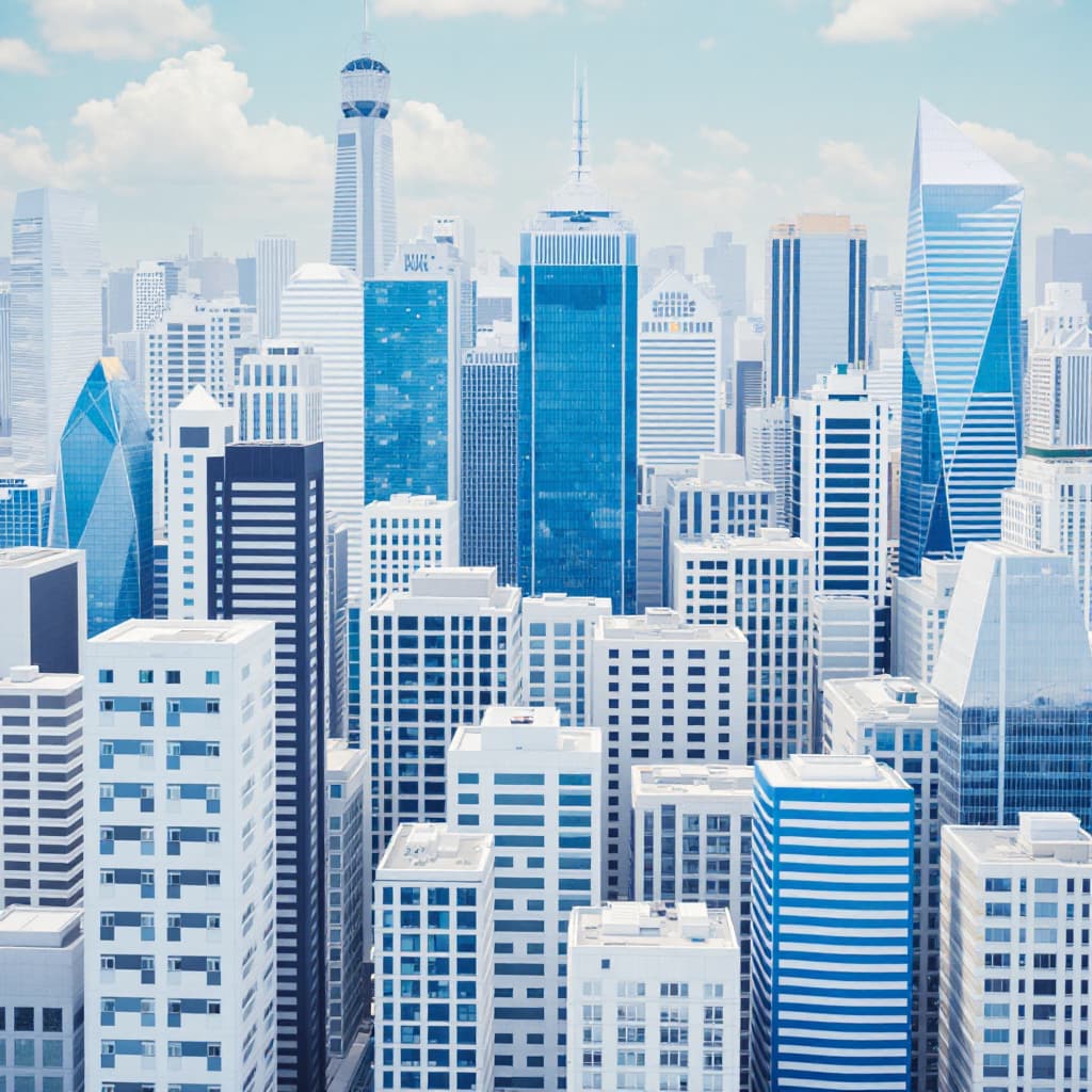 AI generated: a modern city with many buildings blue and white

