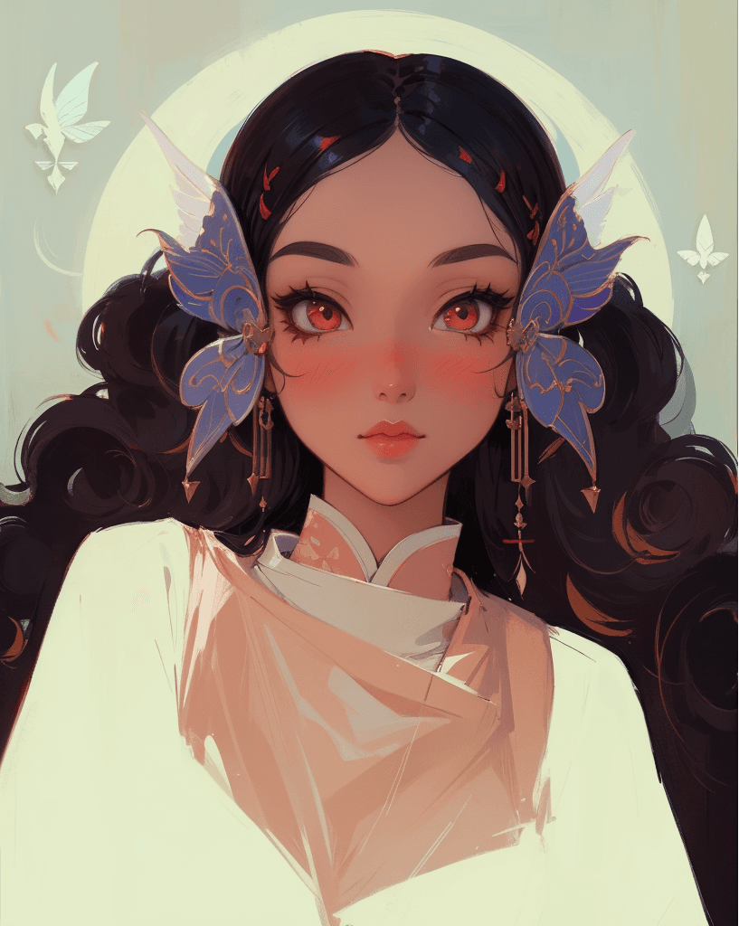 AI generated: a painting of a woman with wings on her head, inspired by loish, trending on cg society, detailed fa...