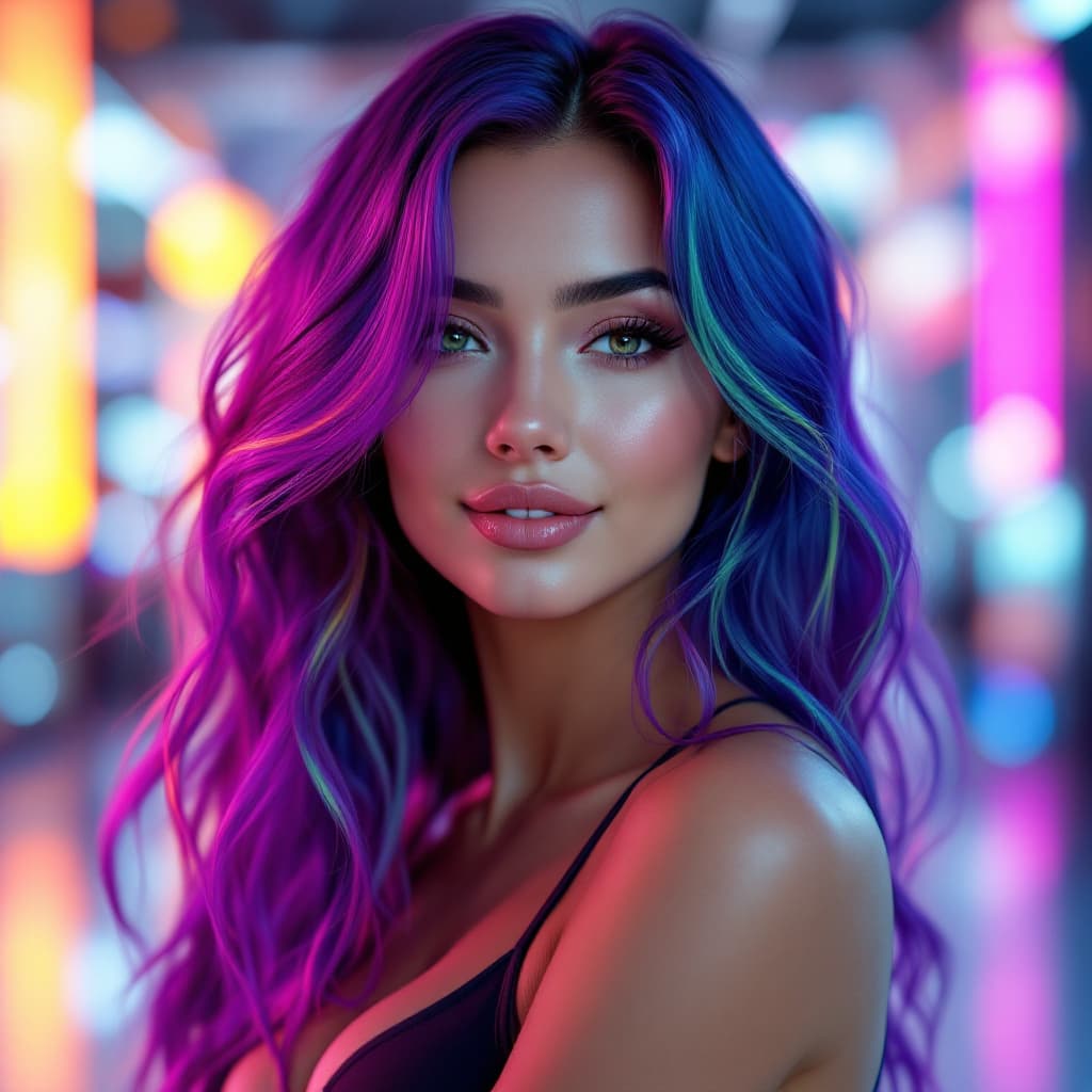 AI generated: A stunning 24-year-old realistic female AI influencer with a fit, gym-toned figure. She has vibrant ...