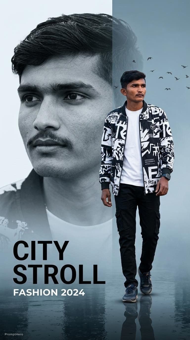 AI generated: Generate an utra-realistic cinematic poster of the uploaded handsome man with stylish wavy and well ...