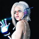 AI generated: (on the moon, space, looking back into earth:1.2), white hair, black tank top, volumetric lighting, ...